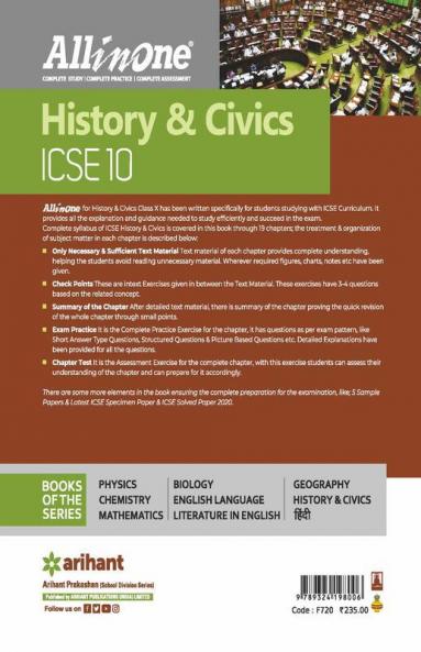 All In One History & Civics ICSE Class 10 2020-21