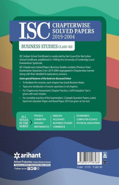 ISC Chapterwise Solved Papers Business Studies Class 12 for 2021 Exam