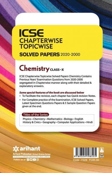 ICSE Chapterwise Topicwise Solved Papers Chemistry Class 10 for 2021 Exam