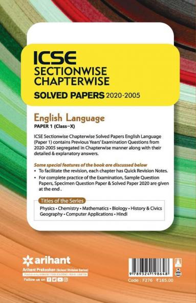 ICSE Chapterwise Topicwise Solved Papers English Language Paper 1 Class 10 for 2021 Exam