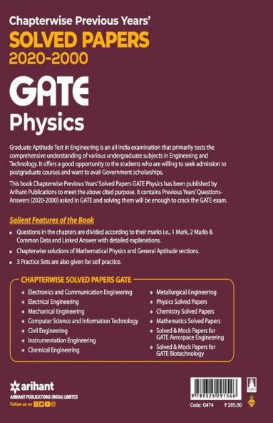 Chapterwise Solved Papers (2020-2000) Physics GATE for 2021