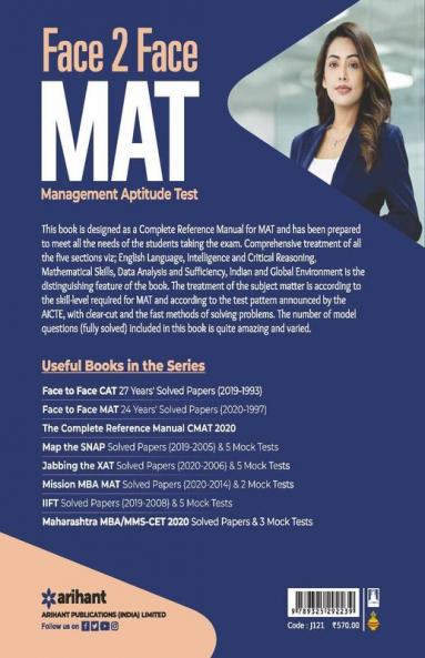 Face to Face MAT(managament aptitude Test) WITH 24 Years Solved Papers 2020-1997