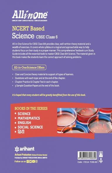 CBSE All In One NCERT Based Science Class 6 for 2022 Exam (Updated edition for Term 1 and 2)