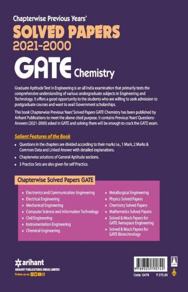 Chapterwise Solved Papers (2021-2000) Chemistry GATE for 2022 Exam
