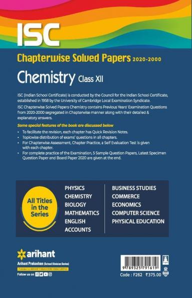 ISC Chapterwise Solved Papers Chemistry Class 12 for 2022 Exam