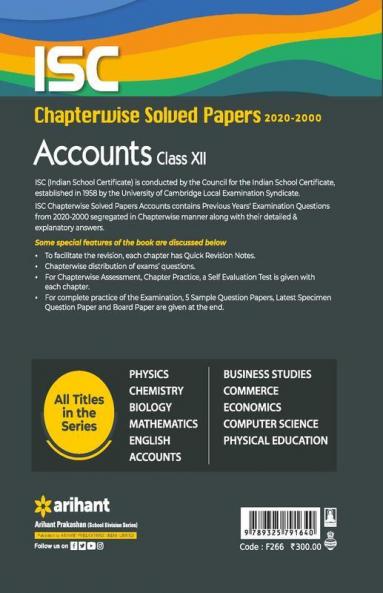 ISC Chapterwise Solved Papers Accounts Class 12 for 2022 Exam