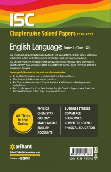 ISC Chapterwise Solved Papers English Language Paper 1 Class 12 for 2022 Exam