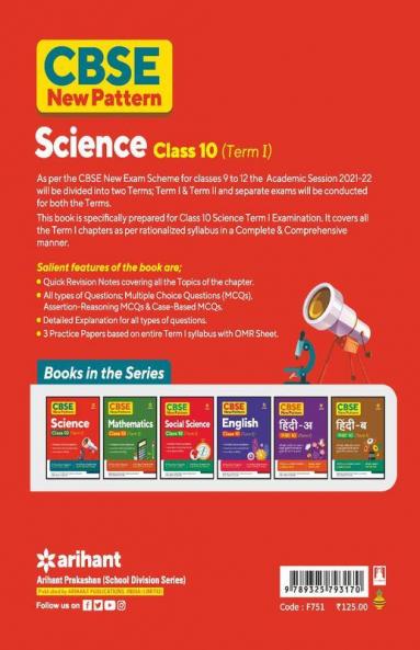 CBSE New Pattern Science Class 10 for 2021-22 Exam (MCQs based book for Term 1)