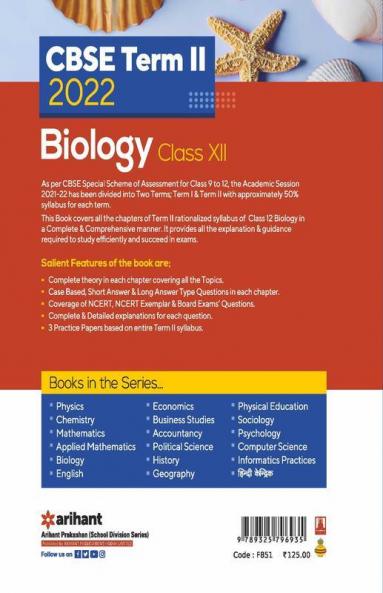 Arihant CBSE Biology Term 2 Class 12 for 2022 Exam (Cover Theory and MCQs)