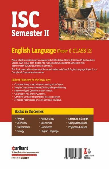 Arihant ISC English Language (Paper 1) Semester 2 Class 12 for 2022 Exam