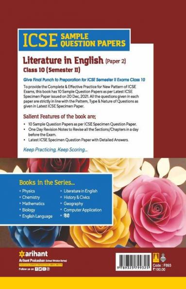 Arihant ICSE Semester 2 Literature in English (Paper 2) Class 10 Sample Question Papers (As per ICSE Semester 2 Specimen Paper Issued on 20 Dec 2021)
