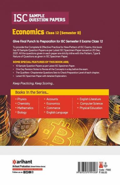 Arihant ISC Semester 2 Economics Class 10 Sample Question Papers (As per ISC Semester 2 Specimen Paper Issued on 20 Dec 2021)