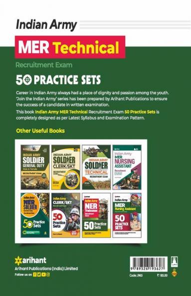 50 Practice Sets Indian Army MER Technical Exam