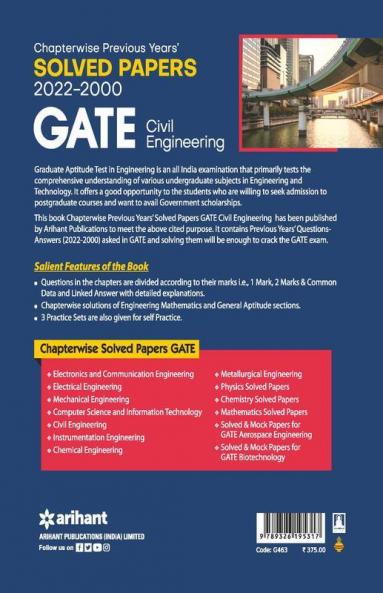 GATE Chapterwise Previous Years Solved Papers (2022-2000) Civil Engineering