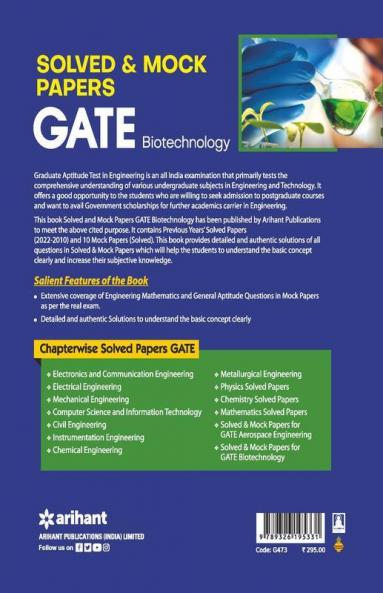 GATE Solved & Mock Papers Biotechnology