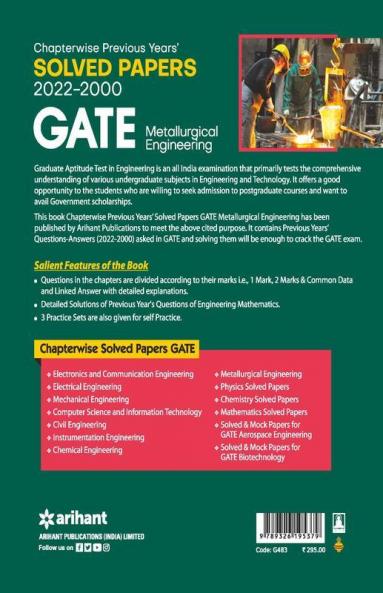 GATE Chapterwise Previous Years Solved Papers (2022-2000) Metallurgical Engineering