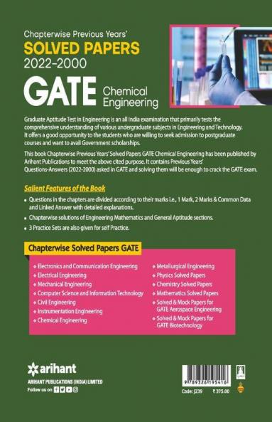 GATE Chapterwise Previous Years Solved Papers (2022-2000) Chemical Engineering