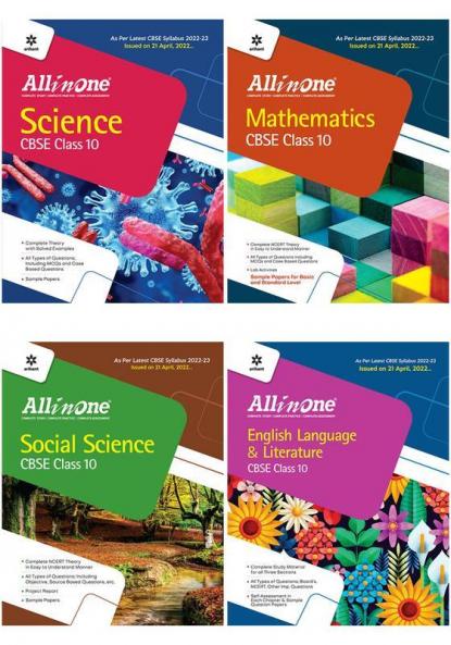 CBSE All In One Science Social Science Mathematics and English Language & Literature Class 10 2022-23 Edition (As per latest CBSE Syllabus issued on 21 April 2022) (Set of 4 Books)