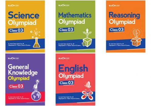 Bloom CAP Olympiad Science Mathematics Reasoning English General Knowledge Class 3 (Set of 5 books)