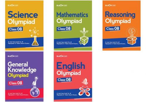 Bloom CAP Olympiad Science Mathematics Reasoning English General Knowledge Class 8 (Set of 5 books)