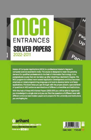 MCA Entrances Solved Papers (2022-2011) for 2023 Exam