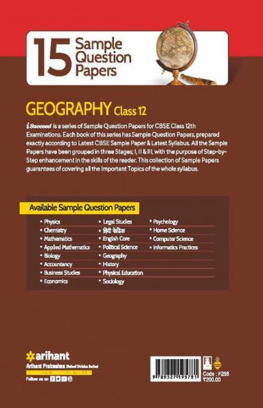 CBSE Board Exam 2023 I-Succeed 15 Sample Papers GEOGRAPHY  Class 12th