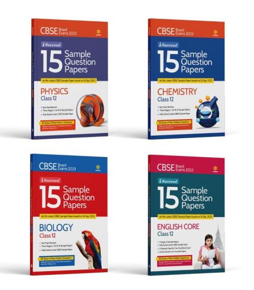 CBSE Board Exam 2023  I-Succeed 15 Sample Question Papers  Physics Chemistry Biology English Core Class 12th  ( Set of 4 Books )