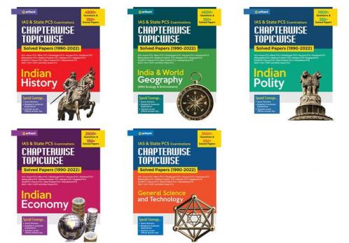 IAS & State  PCS Examinations CHAPTERWISE TOPICWISE Solved Papers (1990-2022) Indian & World Geography Indian Polity General Science and Technology Indian History Indian Economy ( Combo Set of 5 Books )