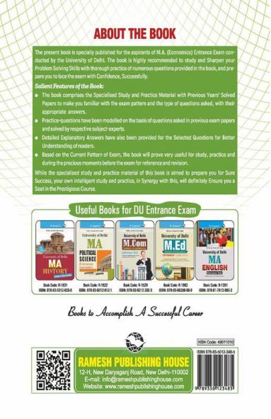 University of Delhi (DU) : M.A. Economics Entrance Test Guide
