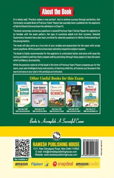 Sainik School: Previous Years' Papers (Solved) for Class-IX