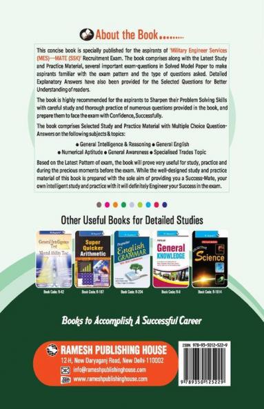 MES (Military Engineering Services) : MATE (SSK) Recruitment Exam Guide