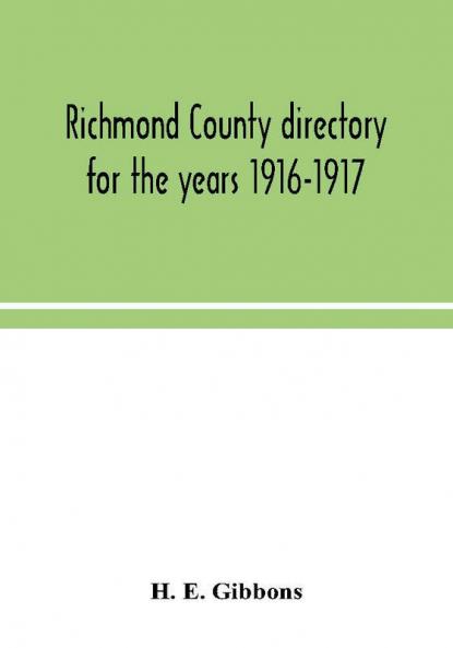 Richmond County directory for the years 1916-1917