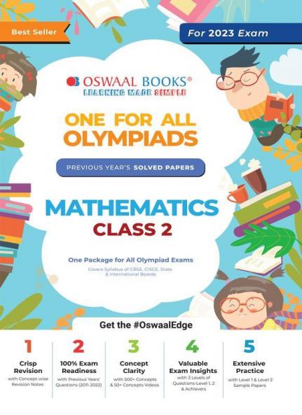 Oswaal One For All Olympiad Previous Years' Solved Papers Class-2 Mathematics Book (For 2022-23 Exam)