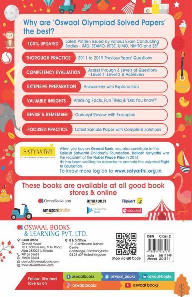 Oswaal One For All Olympiad Previous Years' Solved Papers Class-2 Mathematics Book (For 2022-23 Exam)