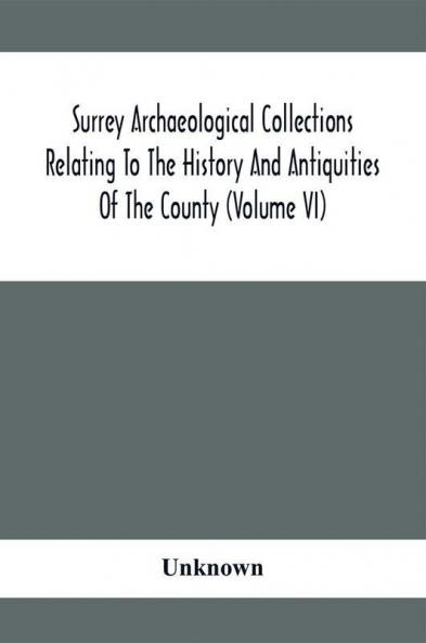 Surrey Archaeological Collections Relating To The History And Antiquities Of The County (Volume Vi)