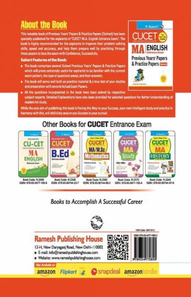 CUET-PG : MA English – Previous Years’ Papers & Practice Papers (Solved)