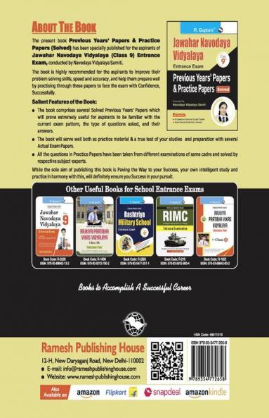 Jawahar Navodaya Vidyalaya (Class 9th) Entrance Exam – Previous Years' Papers & Practice Papers (Solved)