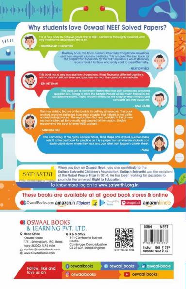 Oswaal 34 Years' NEET UG Solved Papers Chapterwise & Topicwise Chemistry 1988-2021 (For 2022 Exam)