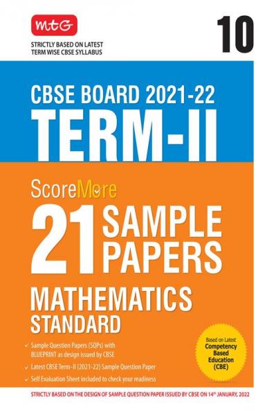 Class 10-Score More 21 Sample Papers CBSE Term 2- Mathematics Standard