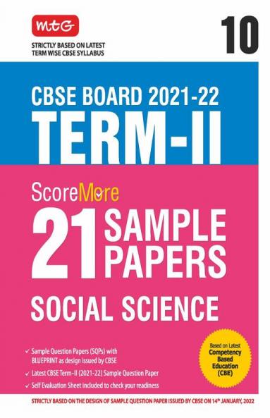 Class 10-Score More 21 Sample Papers CBSE Term 2- Social Science