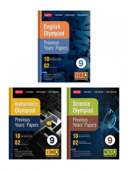 MTG Olympiad Previous Years Papers with Mock Test Papers Class 9 - SOF IMO NSO IEO Olympiad Books For 2023-24 Exam (Set of 3 Books) | Sample OMR Sheet with Chapterwise Analysis