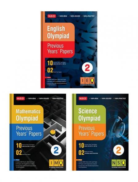 MTG Olympiad Previous Years Papers with Mock Test Papers Class 2 - SOF IMO NSO IEO Olympiad Books For 2023-24 Exam (Set of 3 Books) | Sample OMR Sheet with Chapterwise Analysis