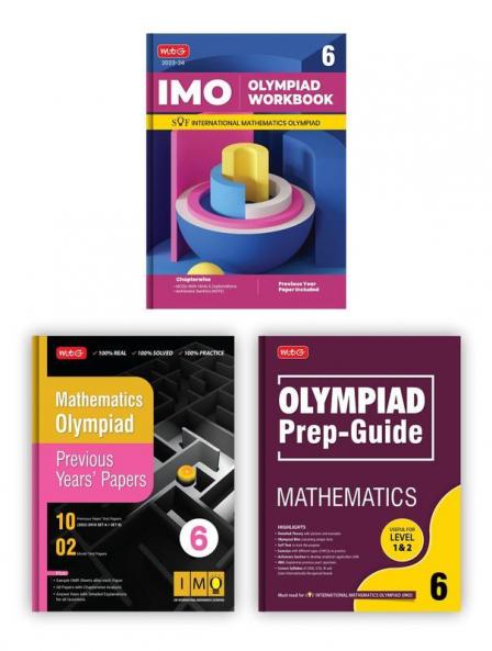 MTG International Mathematics Olympiad (IMO) Workbook Prep-Guide & Previous Years Papers with Self Test Paper Class 6 - SOF Olympiad Books For 2023-24 Exam (Set of 3 Books)