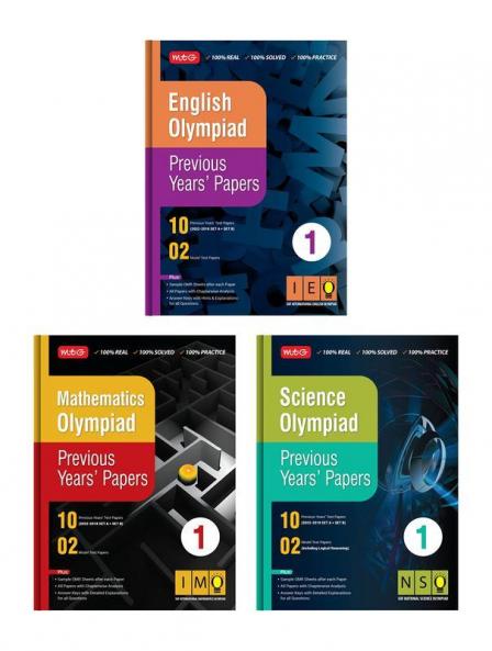 MTG Olympiad Previous Years Papers with Mock Test Papers Class 1 - SOF IMO NSO IEO Olympiad Books For 2023-24 Exam (Set of 3 Books) | Sample OMR Sheet with Chapterwise Analysis