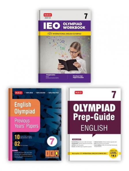 MTG International English Olympiad (IEO) Workbook Prep-Guide & Previous Years Papers with Self Test Paper Class 7 - SOF Olympiad Books For 2023-24 Exam (Set of 3 Books)