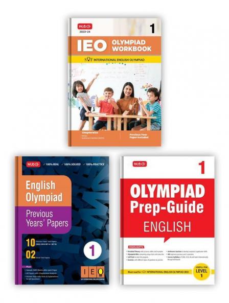 MTG International English Olympiad (IEO) Workbook Prep-Guide & Previous Years Papers with Self Test Paper Class 1 - SOF Olympiad Books For 2023-24 Exam (Set of 3 Books)