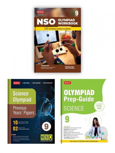 MTG National Science Olympiad (NSO) Workbook Prep-Guide & Previous Years Papers with Self Test Paper Class 9 - SOF Olympiad Books For 2023-24 Exam (Set of 3 Books)