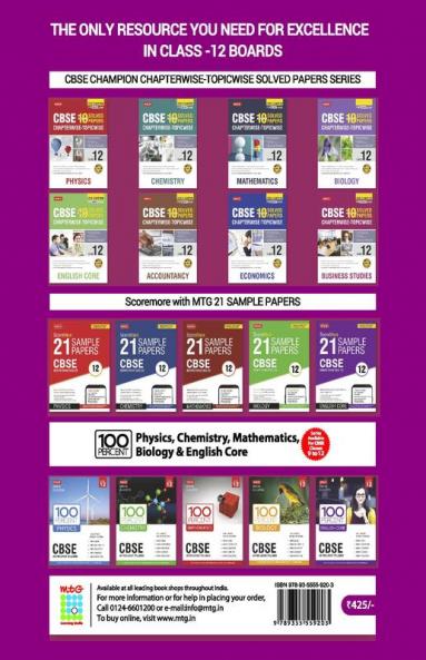 MTG CBSE 10 Years Chapterwise Topicwise Solved Papers Class 12 Business Studies Book - CBSE Champion For 2024 Exam | CBSE Question Bank With Sample Papers (Based on Latest Pattern)