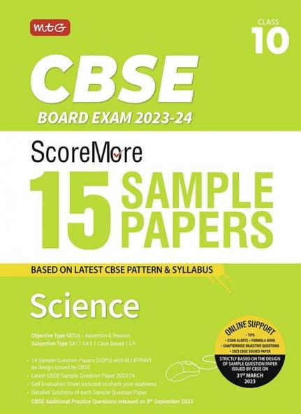 MTG CBSE ScoreMore 15 Sample Question Papers Class 10 Science Book For 2024 Board Exam