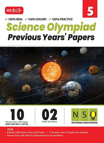 MTG NSO Class-5 Olympiad 10 Previous Years Papers (2023-2019 Set A & B) Science with Mock Test Papers - Sample OMR Sheet with Chapterwise Analysis | SOF Olympiad Books For 2024-25 Exam